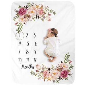 Floral Fleece Baby Milestone Blanket